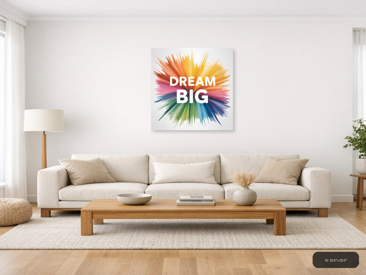 Dream Big Watercolor Burst Rainbow Wall Art — A2 / Living Room