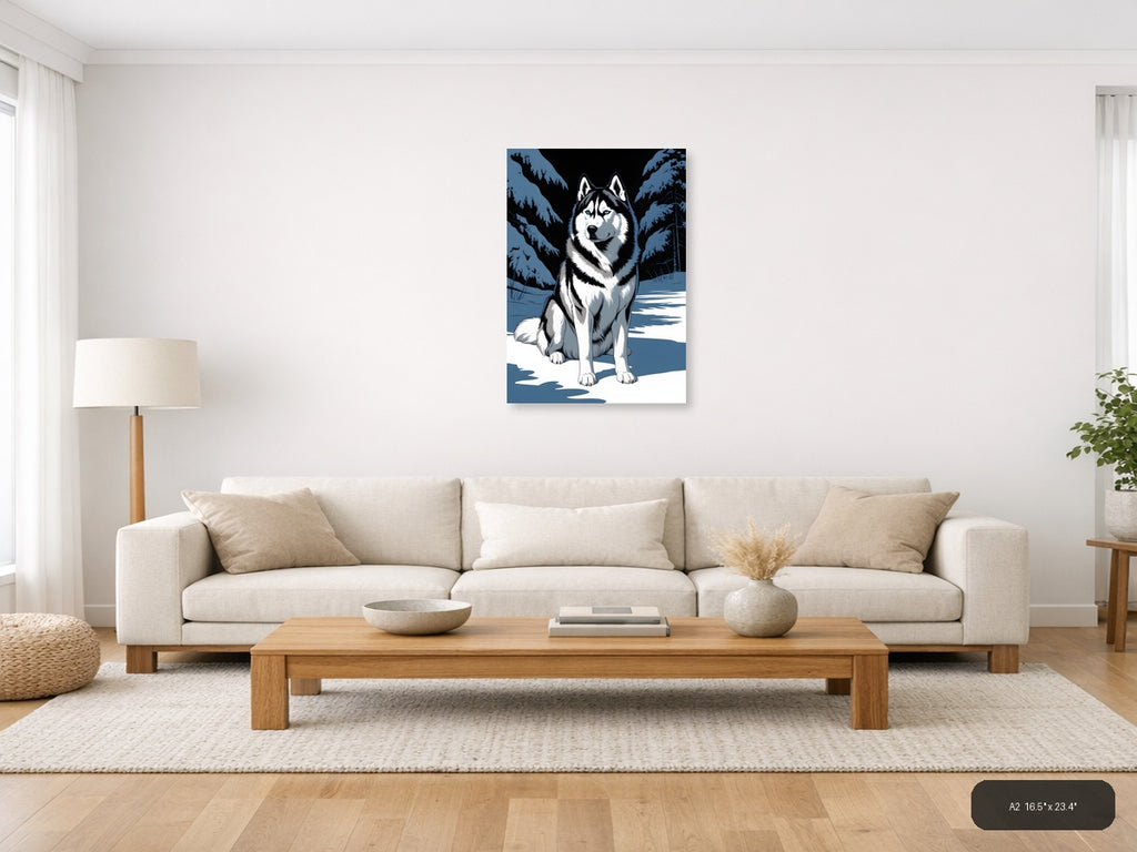 Husky in Winter Forest Snow Photography Wall Art — A2 / Living Room