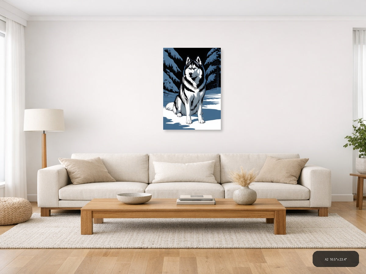 Husky in Winter Forest Snow Photography Wall Art — A2 / Living Room
