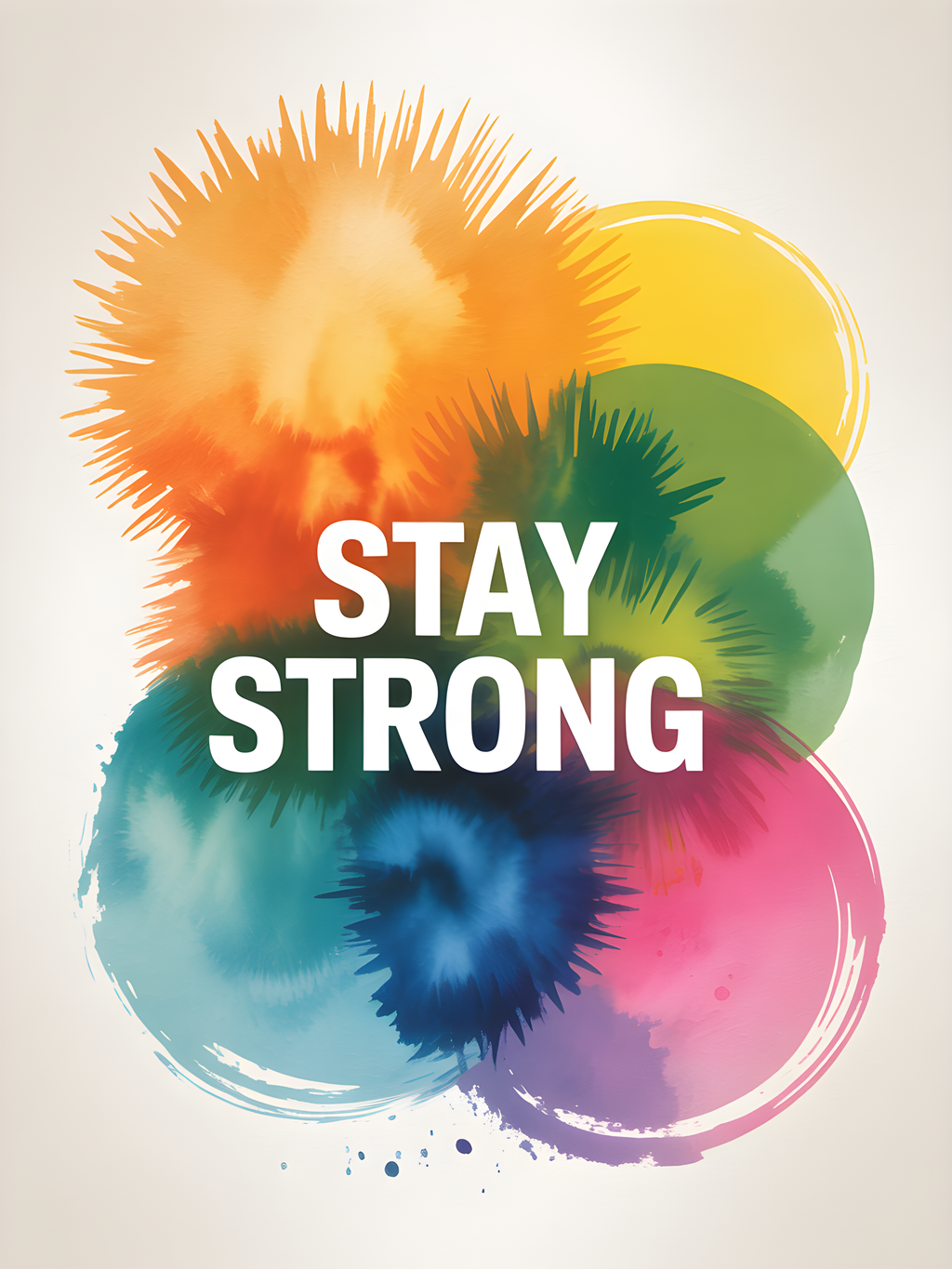 Stay Strong Watercolor Rainbow Circles Wall Art