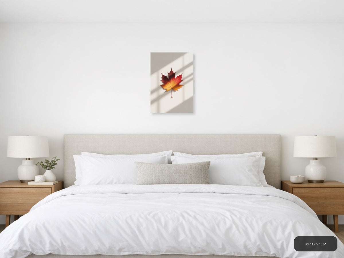 Autumn Maple Leaf Minimalist Wall Art — A3 / Bedroom