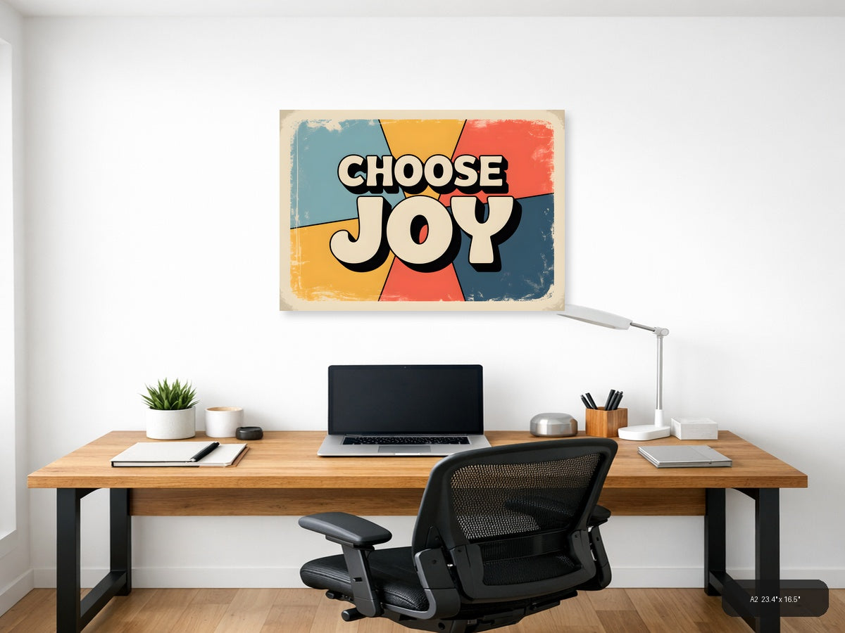 Choose Joy Vintage Retro Motivational Wall Art — A2 / Office