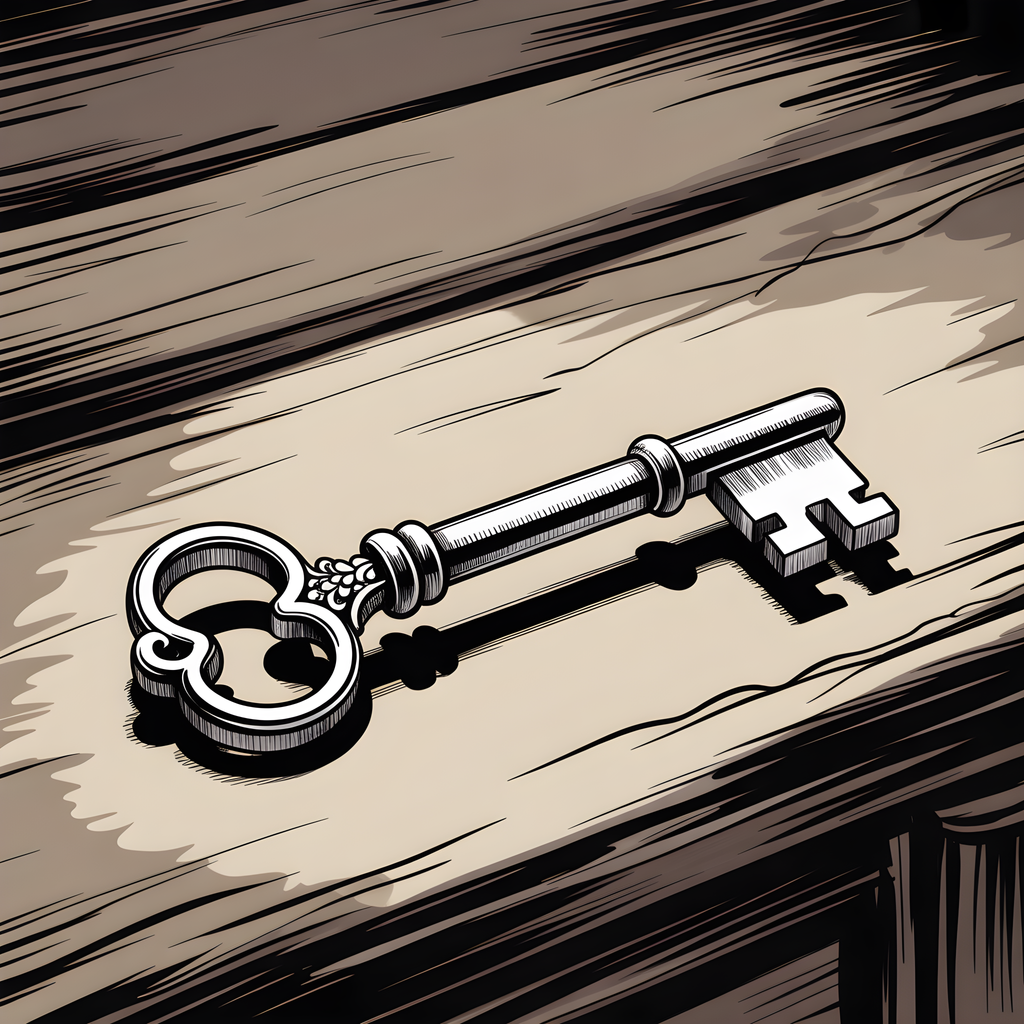 Ornate Skeleton Key Line Art Wall Art