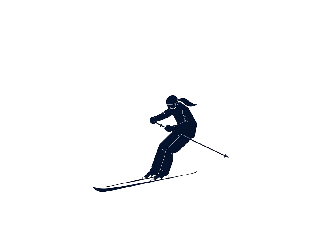Minimalist Skier Silhouette Navy Blue Wall Art