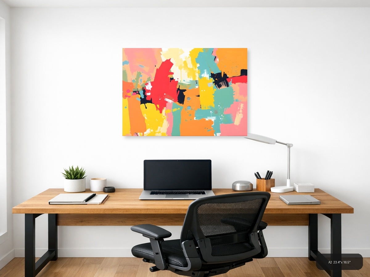 Vibrant Abstract Splatter Art | Colorful Wall Art — A2 / Office