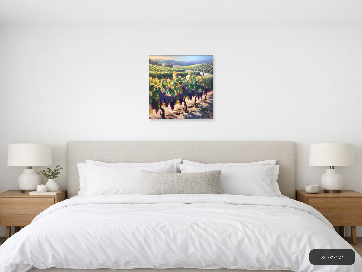 Purple Vineyard Landscape Abstract Wall Art — A3 / Bedroom