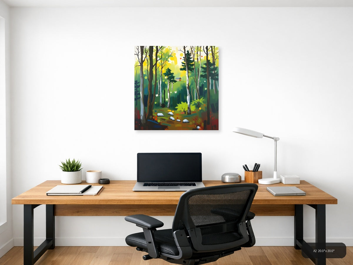 Forest Cabin Abstract Landscape Wall Art — A2 / Office