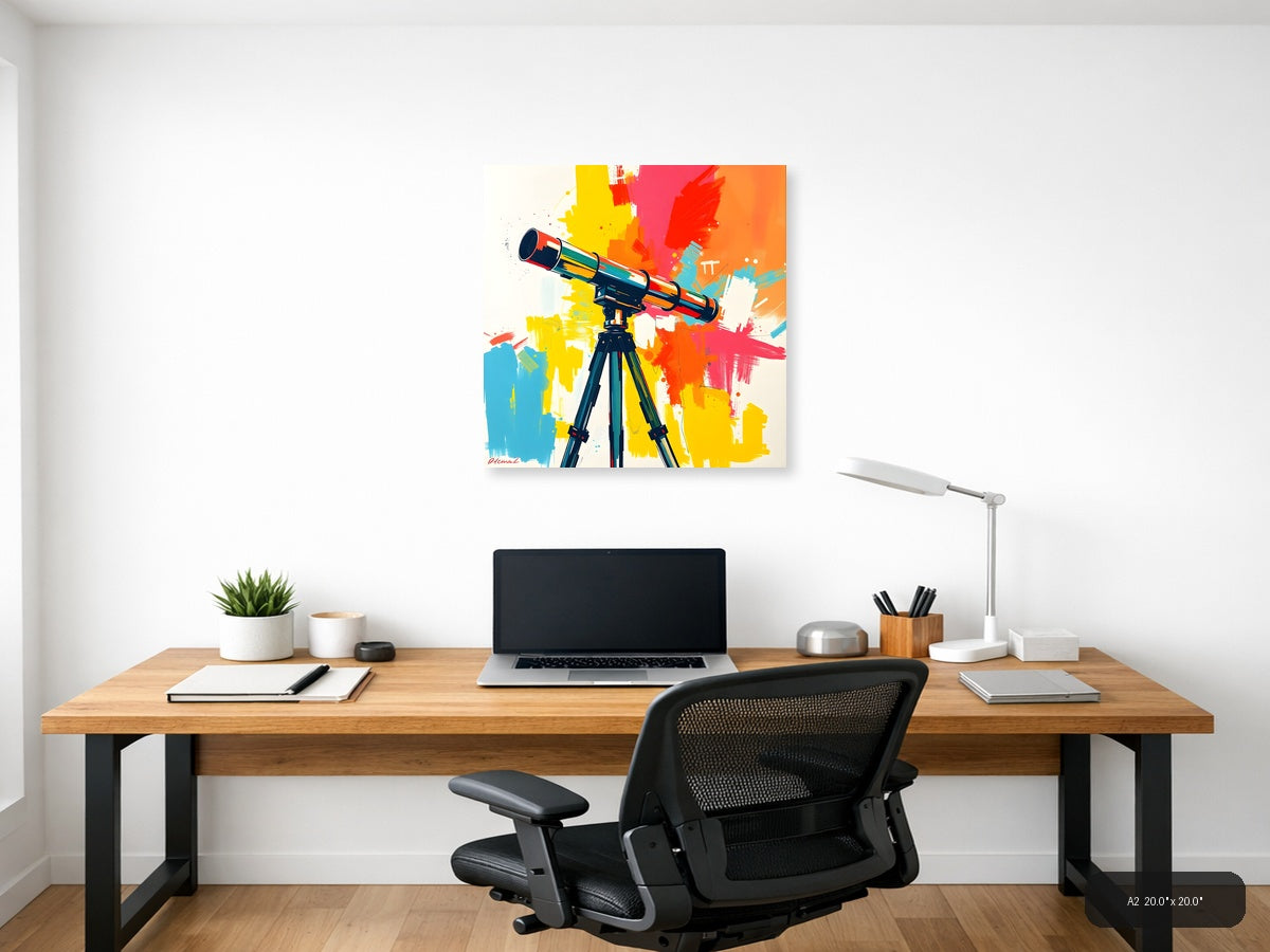 Colorful Telescope Abstract Splatter Wall Art — A2 / Office