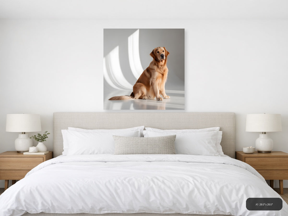 Golden Retriever Minimalist Portrait Wall Art — A1 / Bedroom