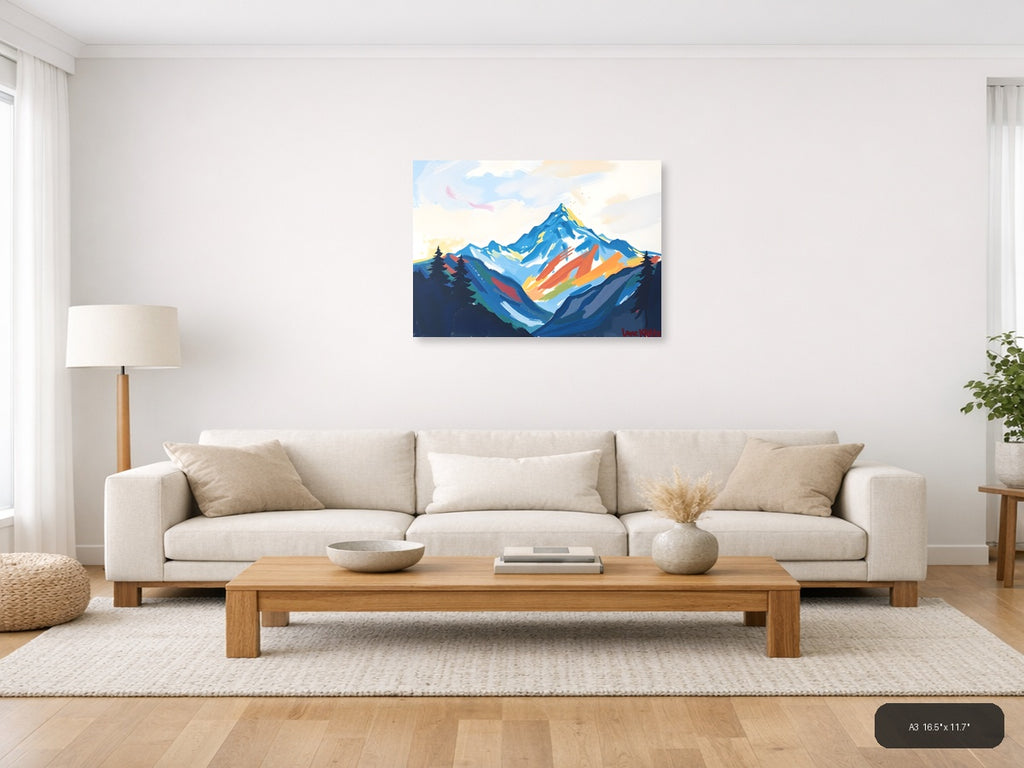 Abstract Colorful Mountain Peak Landscape Wall Art — A3 / Living Room
