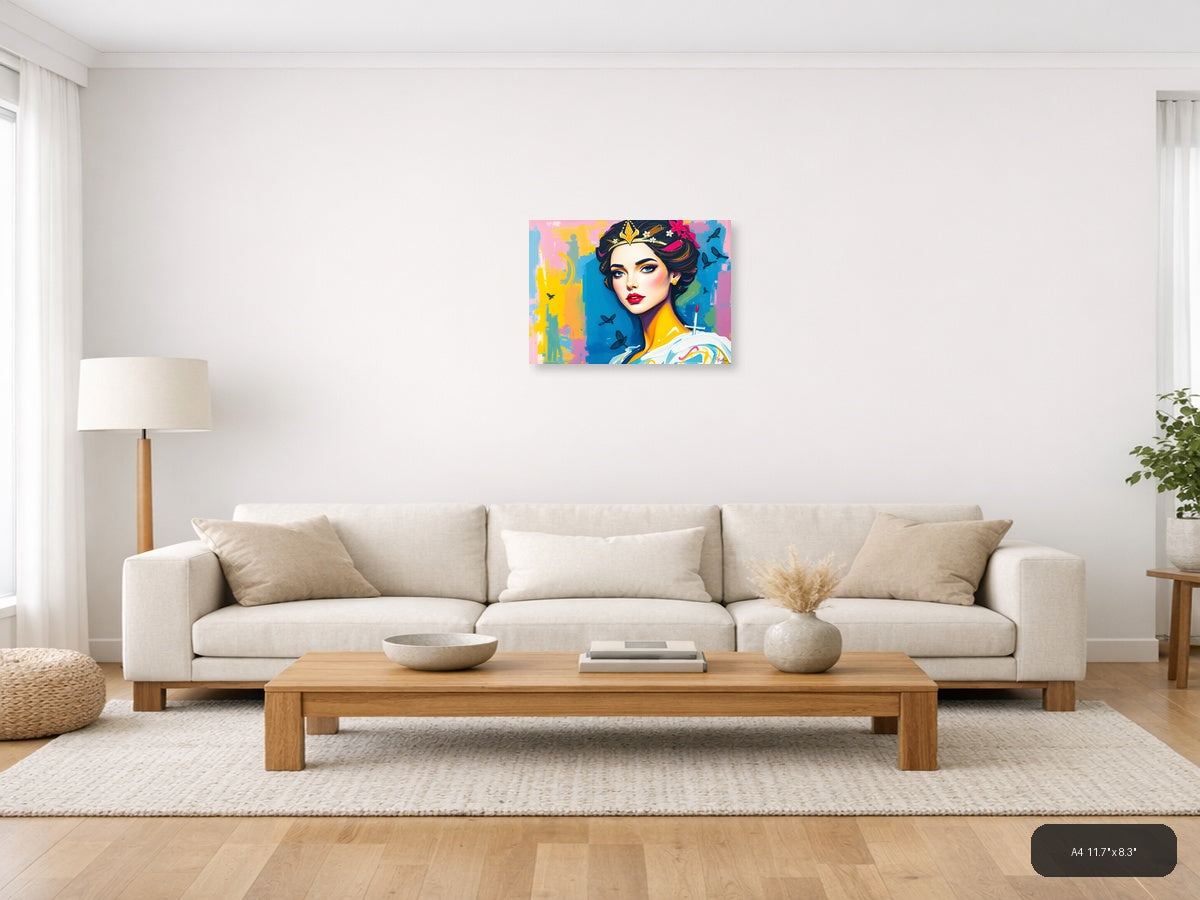 Colorful Pop Art Woman Portrait Abstract Wall Art — A4 / Living Room