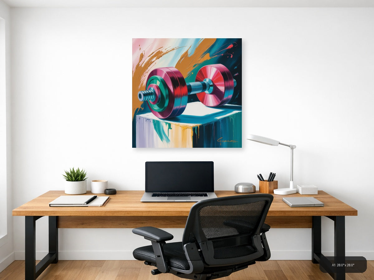 Dumbbell — Abstract (Square) Canvas Print | Abstract Wall Art | A4 A3 A2 A1 — A1 / Office