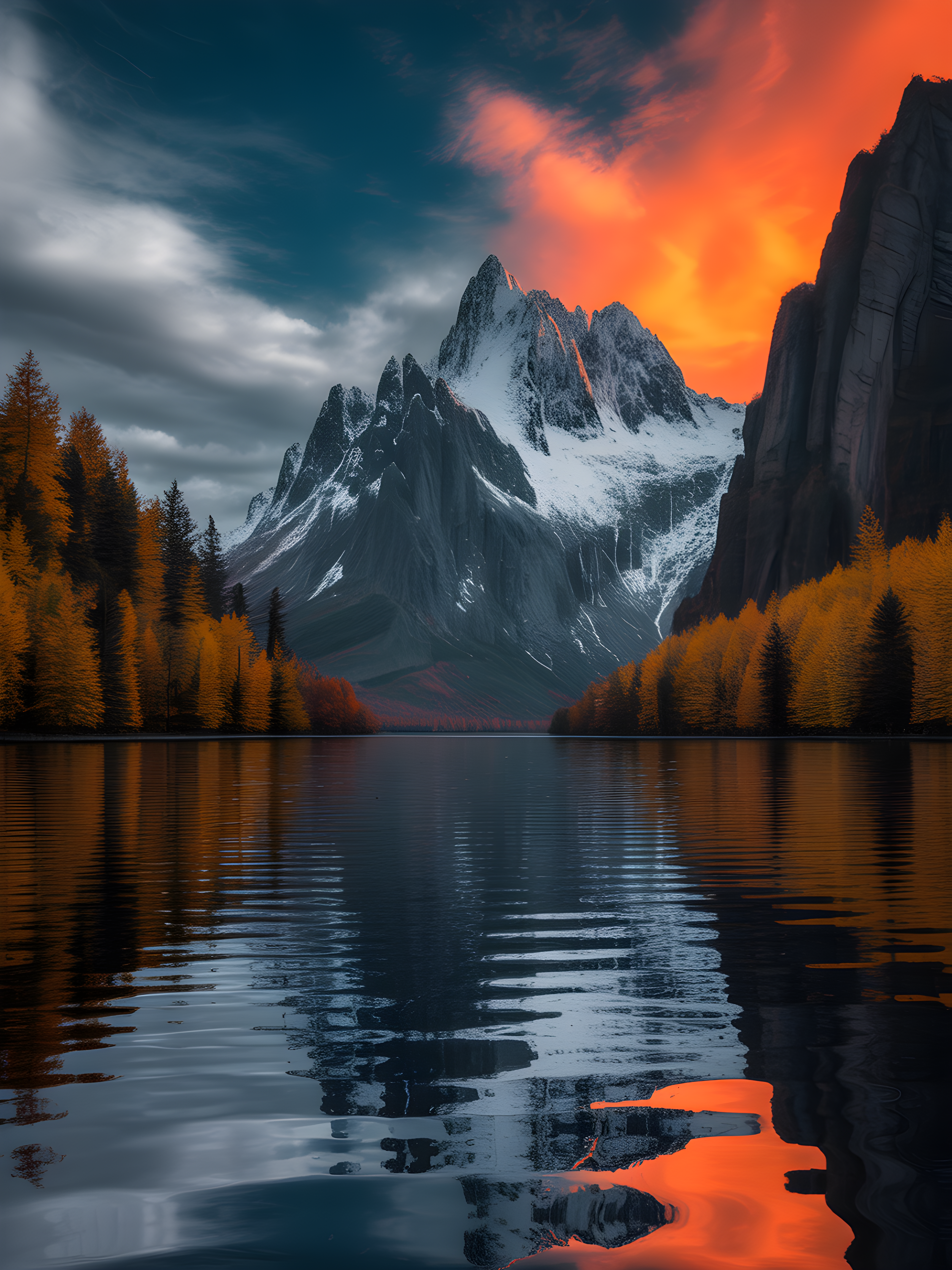 Alpine Lake Mountain Sunset Photography Wall Art