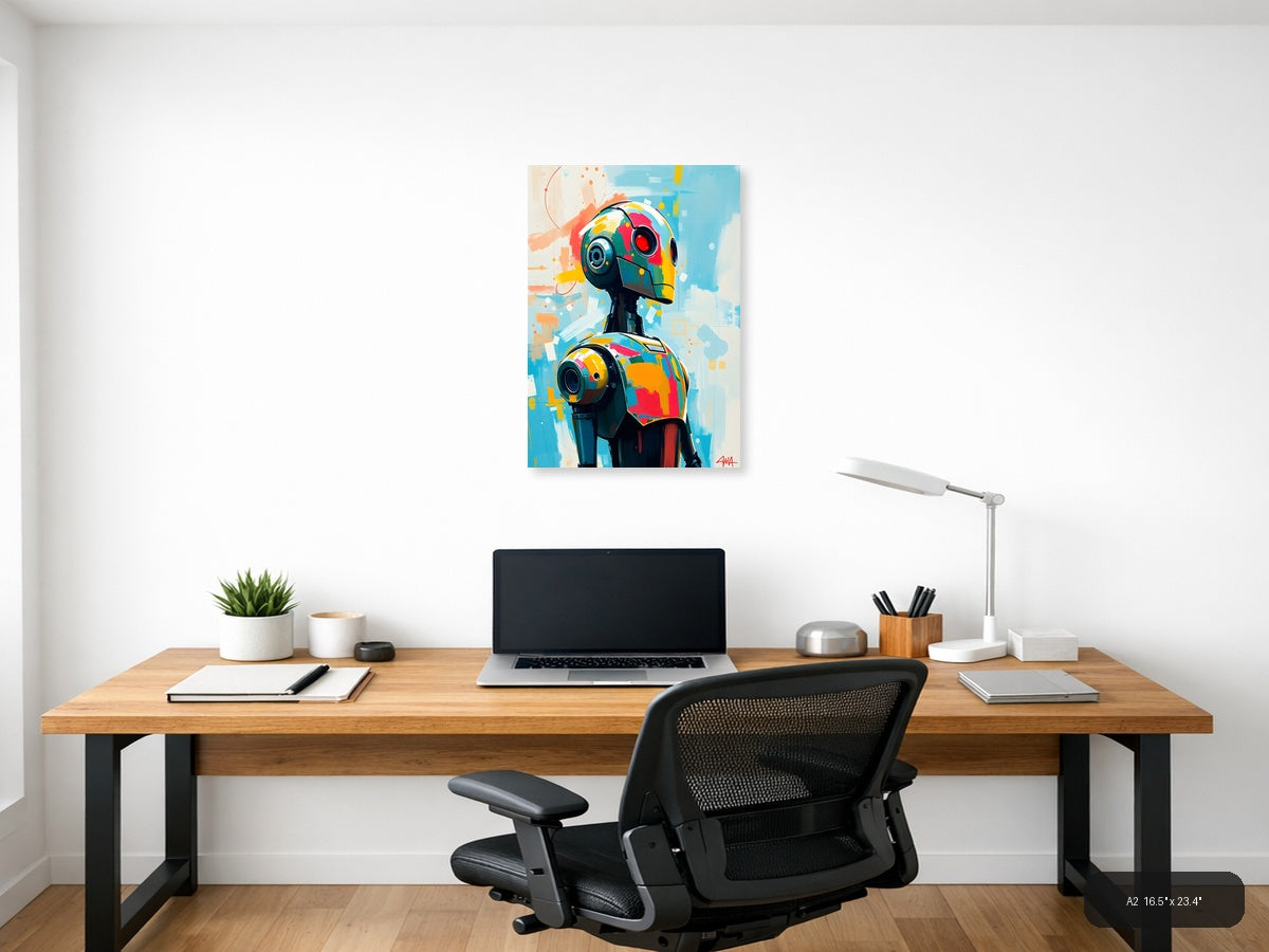 Colorful Robot Head Abstract Portrait Wall Art — A2 / Office