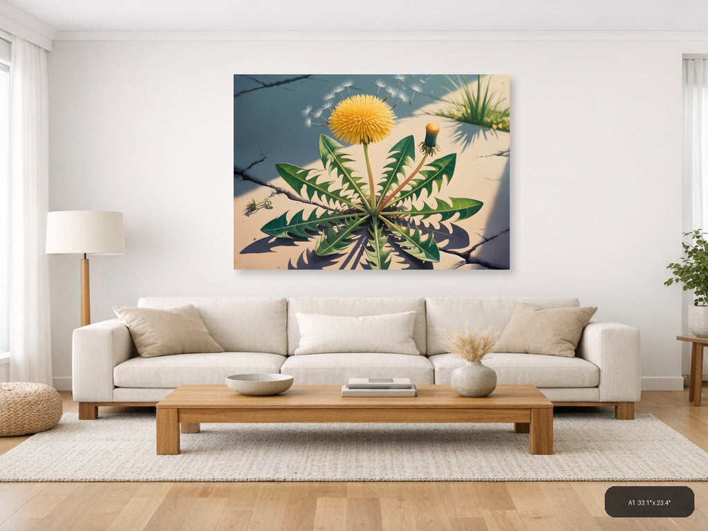 Vintage Dandelion Life Cycle Botanical Wall Art — A1 / Living Room