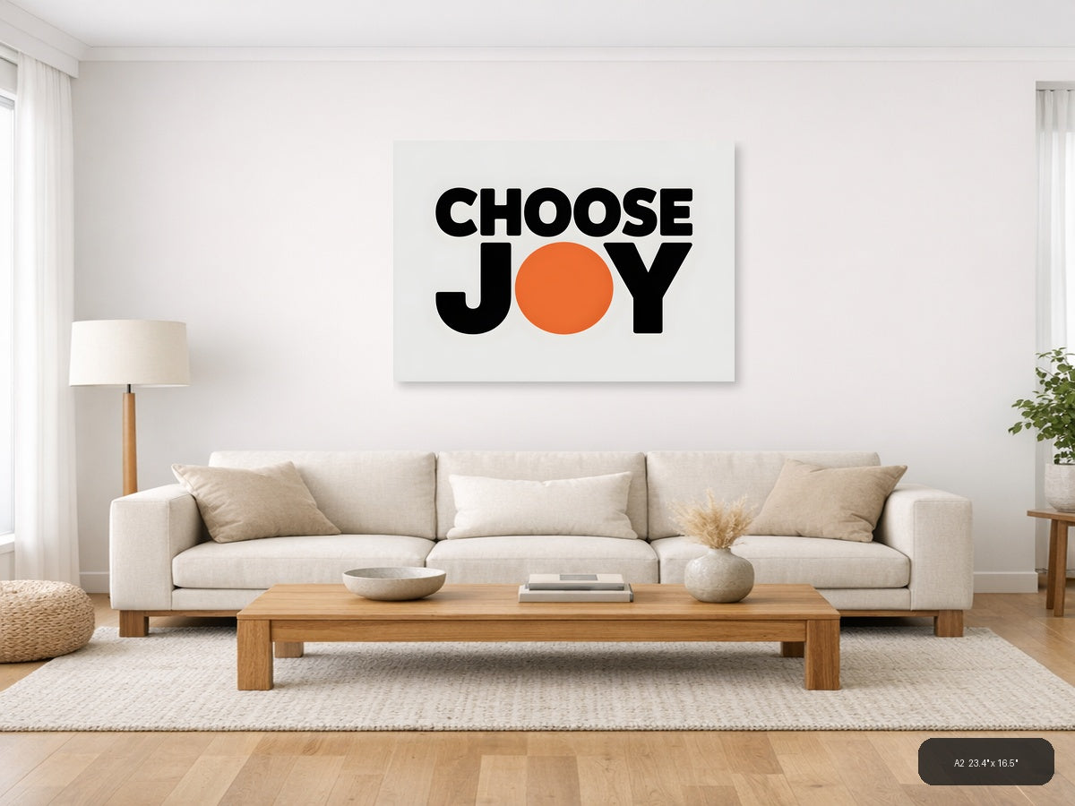 Choose Joy Minimalist Orange Circle Wall Art — A2 / Living Room