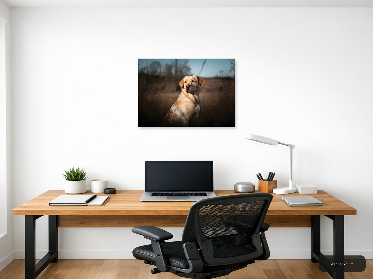 Golden Labrador in Field at Sunset - Photography Wall Art — A3 / Office