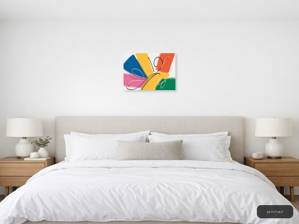 Colorful Abstract Butterfly with Paint Strokes Wall Art — A4 / Bedroom