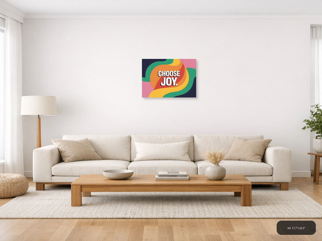 Choose Joy Colorful Abstract Wave Photography Wall Art — A4 / Living Room