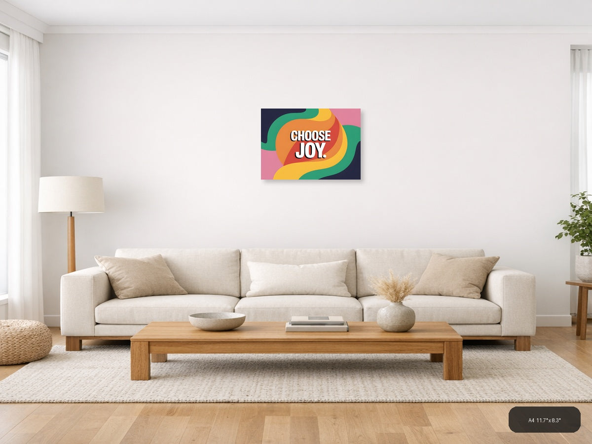 Choose Joy Colorful Abstract Wave Photography Wall Art — A4 / Living Room