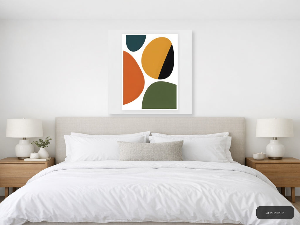 Minimalist Abstract Organic Shapes Multicolour Wall Art — A1 / Bedroom