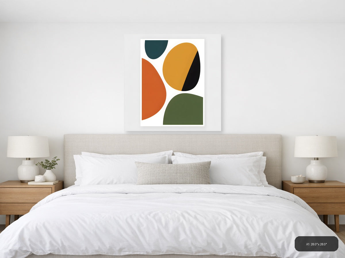 Minimalist Abstract Organic Shapes Multicolour Wall Art — A1 / Bedroom
