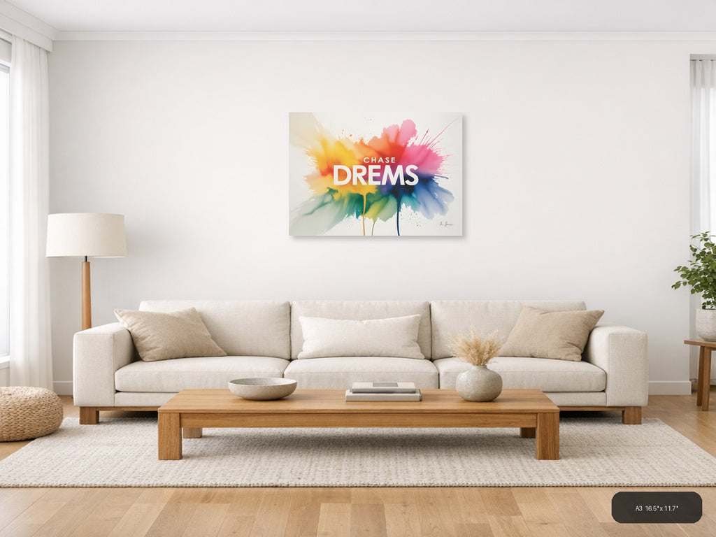 Chase Dreams Watercolor Flower Wall Art — A3 / Living Room