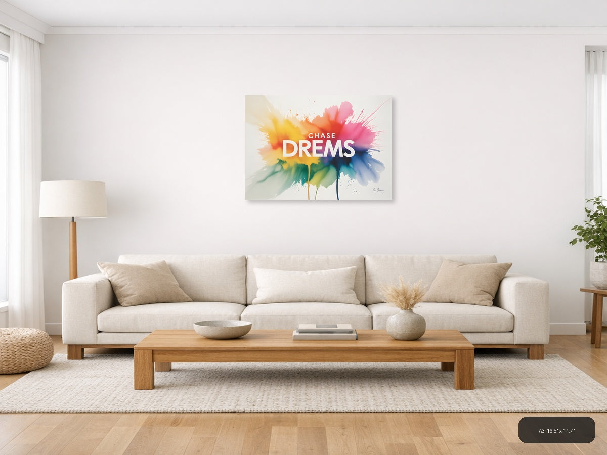 Chase Dreams Watercolor Flower Wall Art — A3 / Living Room