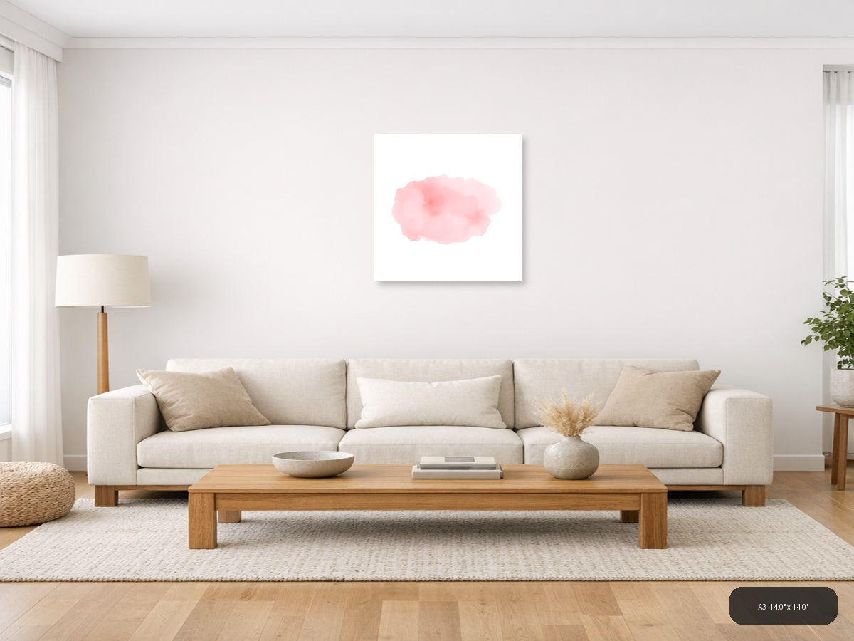 Soft Pink Watercolor Abstract Cloud Wall Art — A3 / Living Room