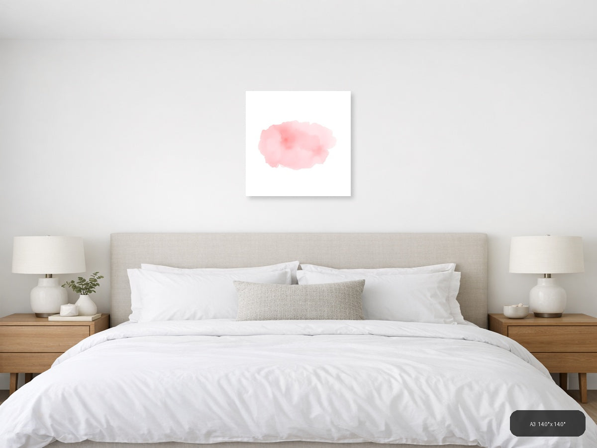 Soft Pink Watercolor Abstract Cloud Wall Art — A3 / Bedroom