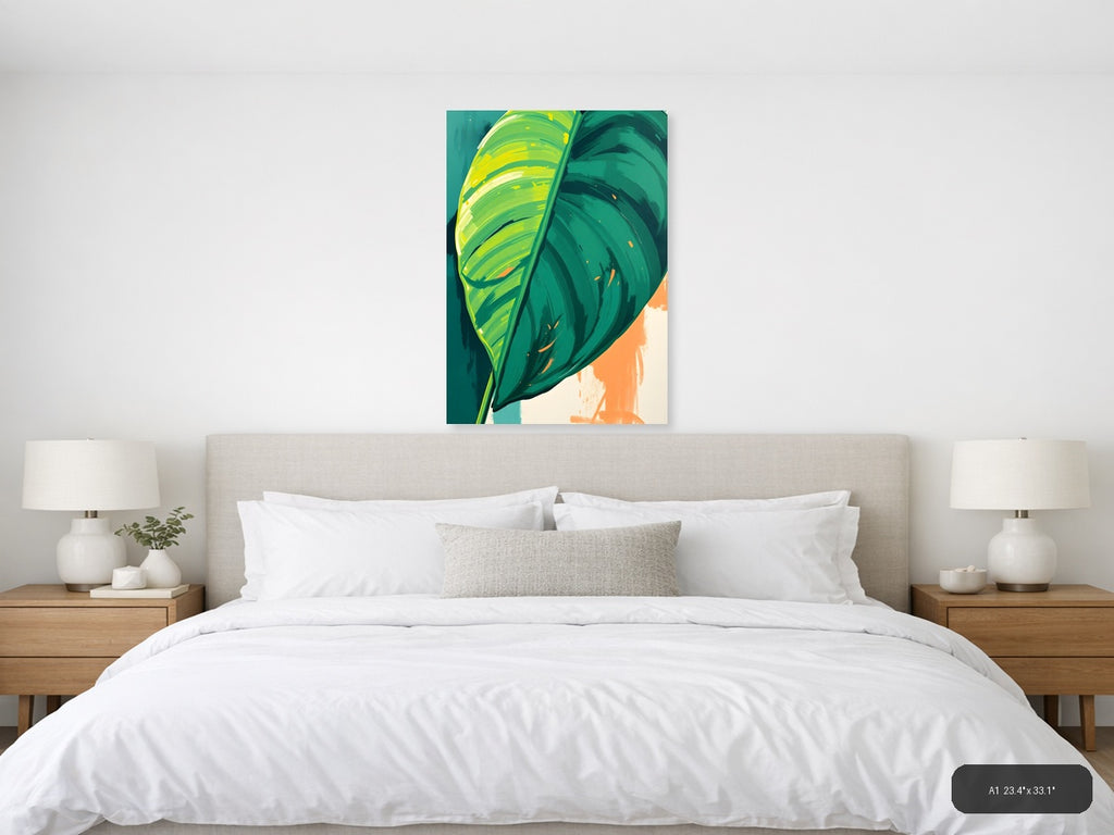 Abstract Tropical Leaf Modern Art Print Wall Art — A1 / Bedroom
