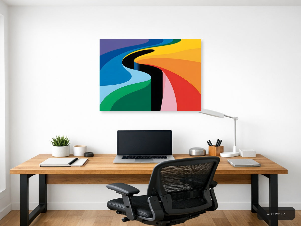Colorful Abstract Waves Modern Photography Wall Art — A2 / Office