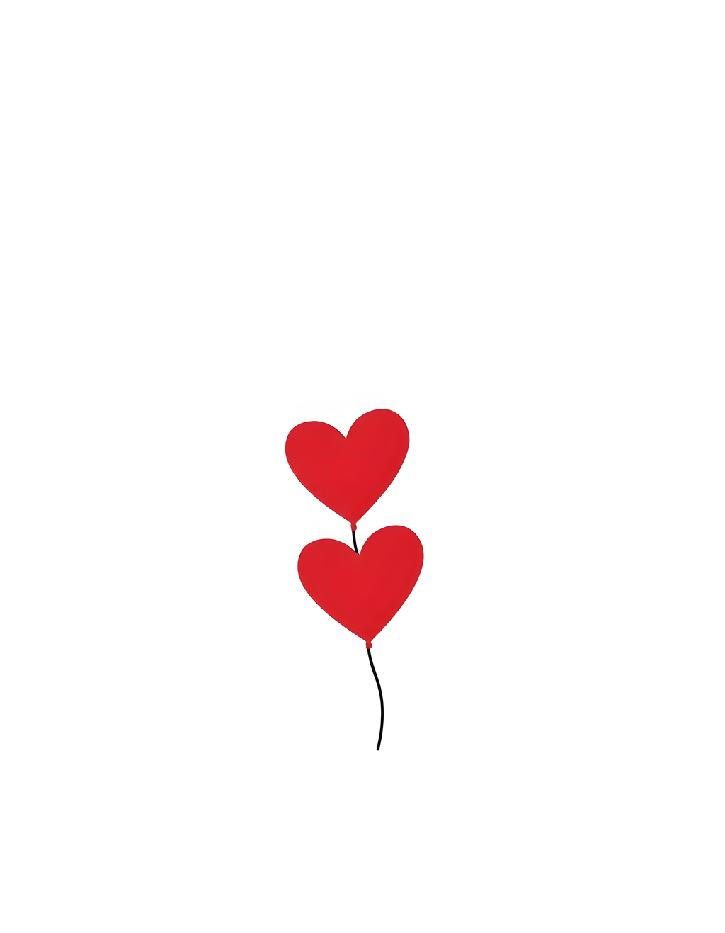 Two Red Hearts Minimalist Balloon Wall Art