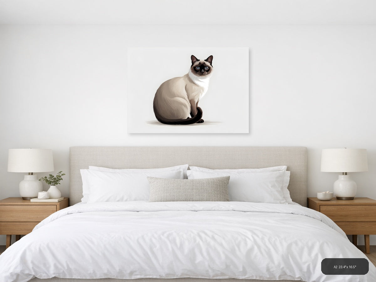 Siamese Cat with Blue Eyes Minimalist Wall Art — A2 / Bedroom