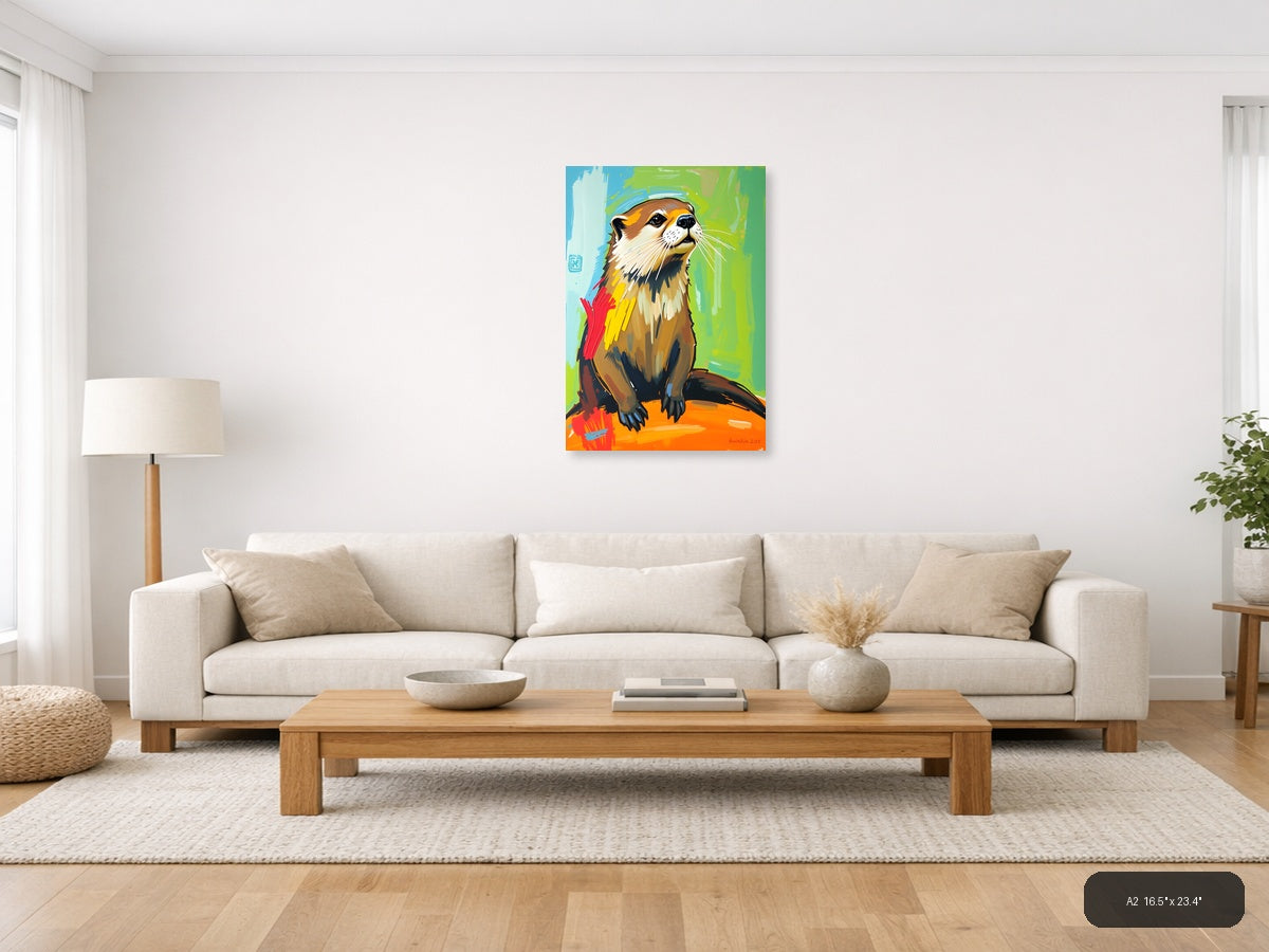 Colorful Abstract Otter Portrait Wall Art — A2 / Living Room