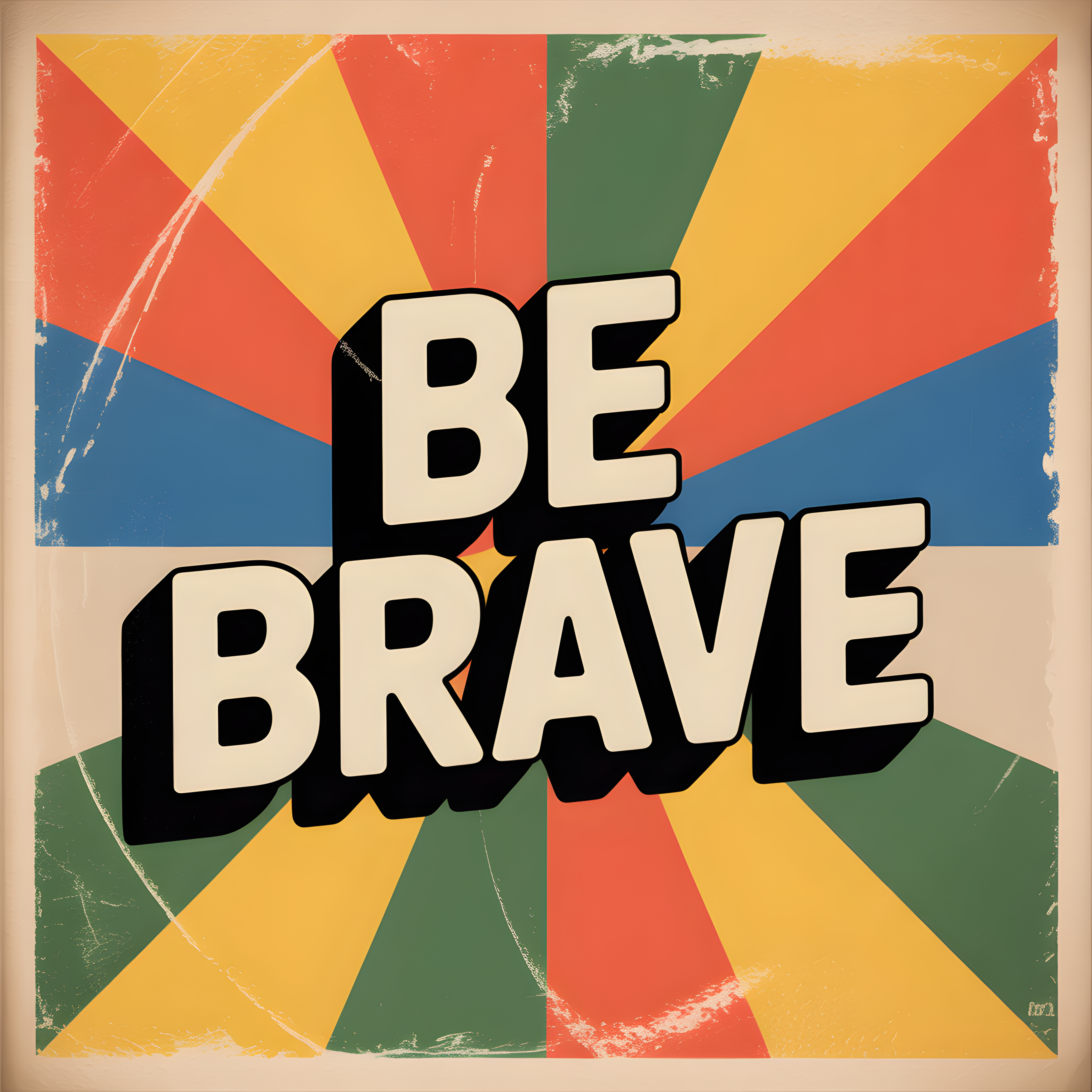 Be Brave Vintage Sunburst Motivational Wall Art