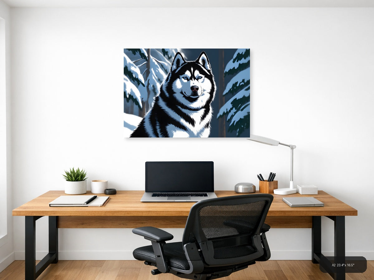 Husky in Winter Forest Snow Photography Wall Art — A2 / Office