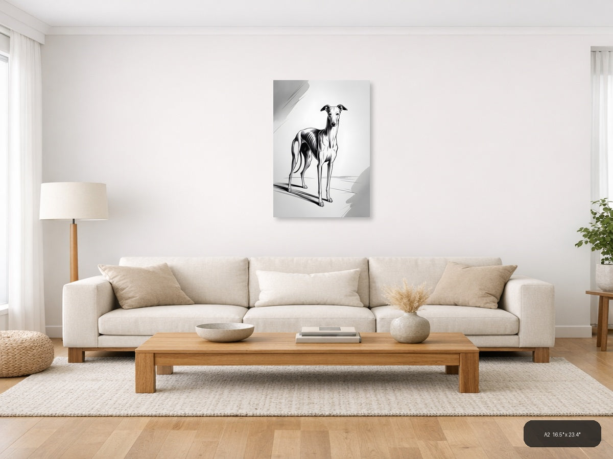 Greyhound Dog Line Art Portrait Wall Art — A2 / Living Room