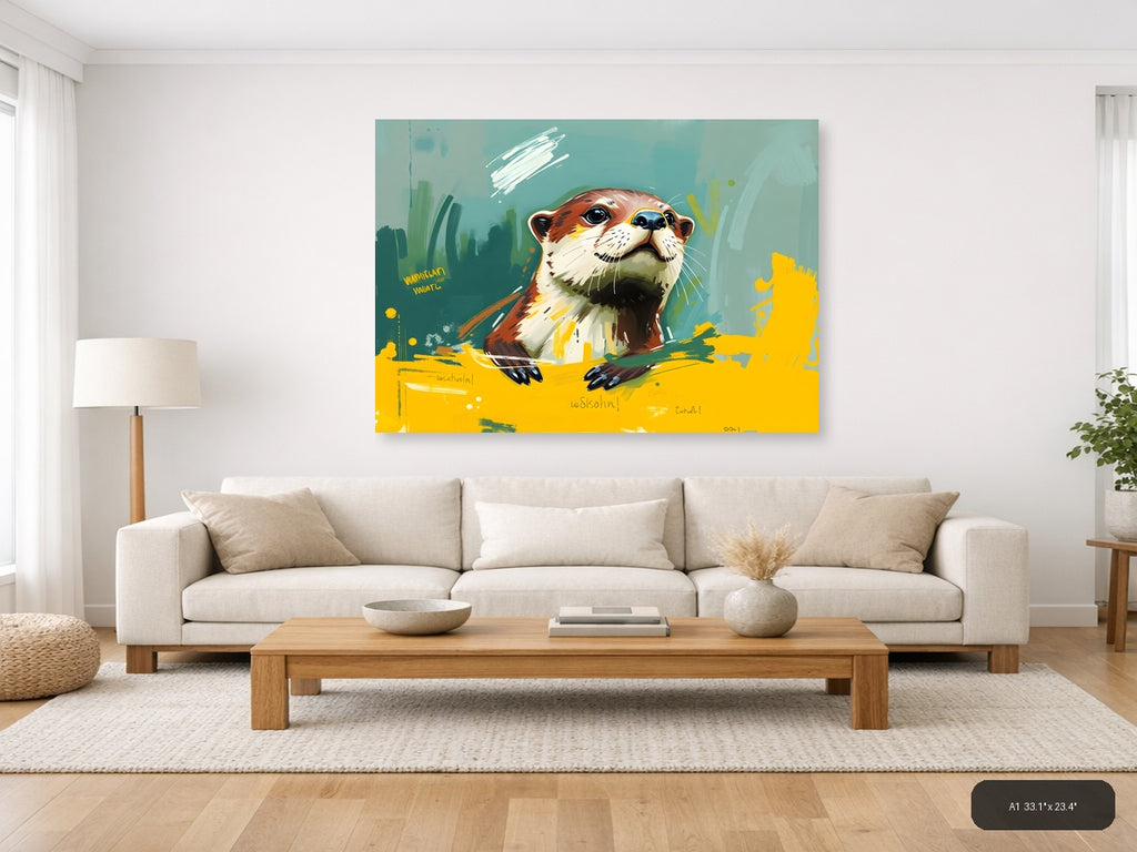 Colorful Otter Abstract Portrait Wall Art — A1 / Living Room