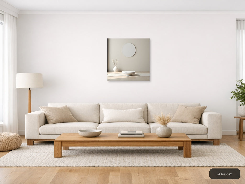 Minimalist Circle Mirror Reflection Wall Art — A3 / Living Room