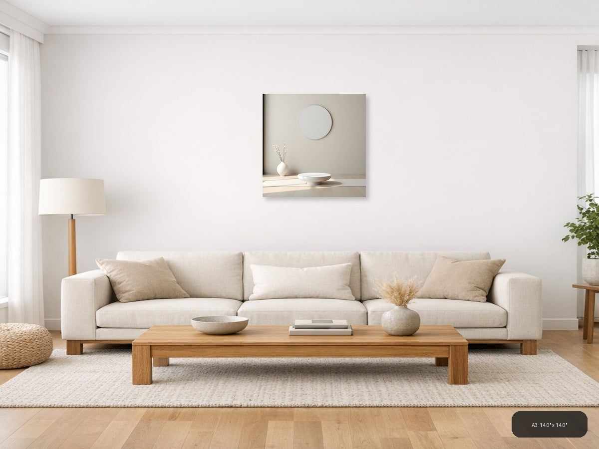 Minimalist Circle Mirror Reflection Wall Art — A3 / Living Room
