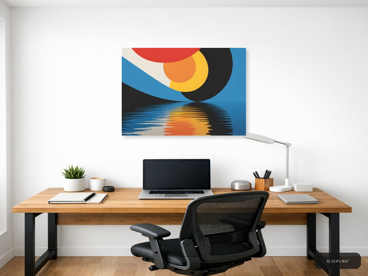 Abstract Sunset Reflection Modern Photography Wall Art — A2 / Office