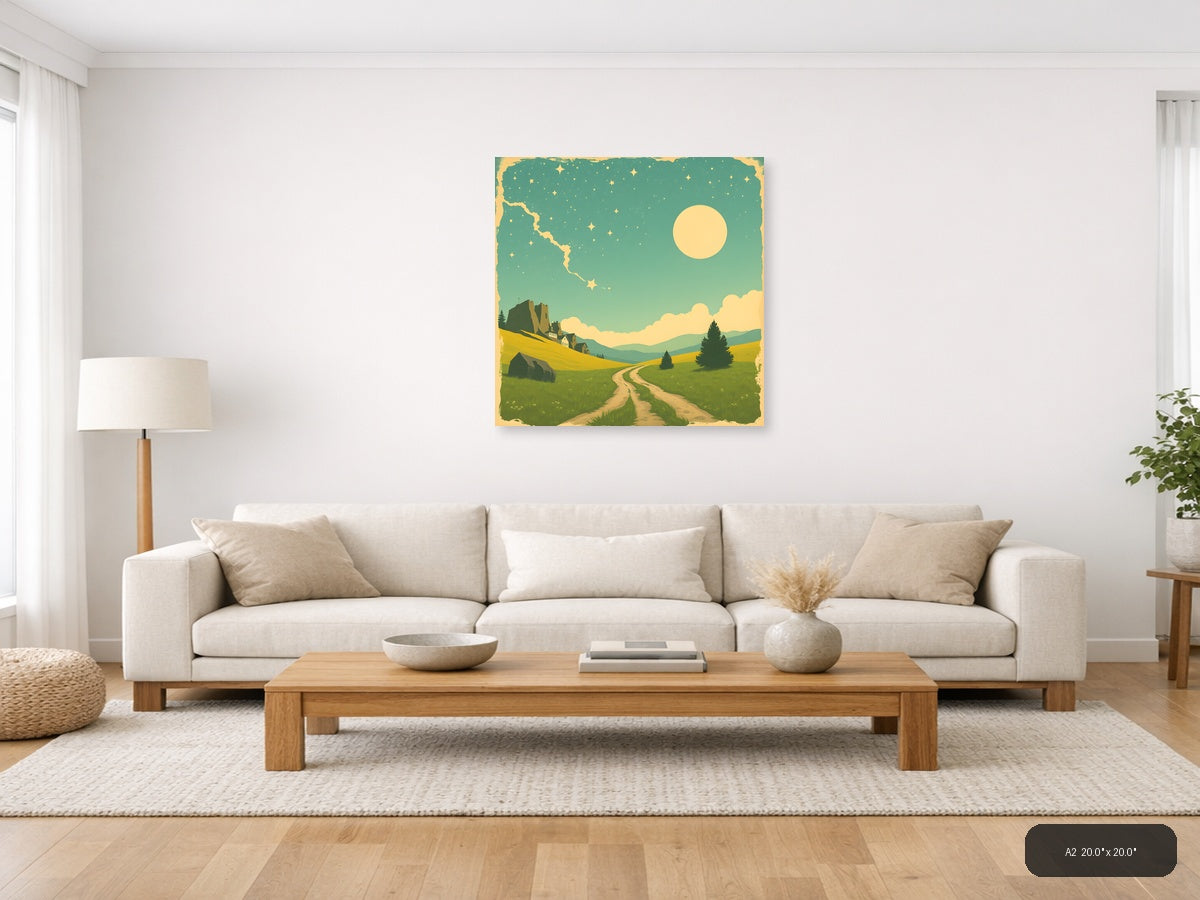 Vintage Countryside Castle Landscape Wall Art — A2 / Living Room