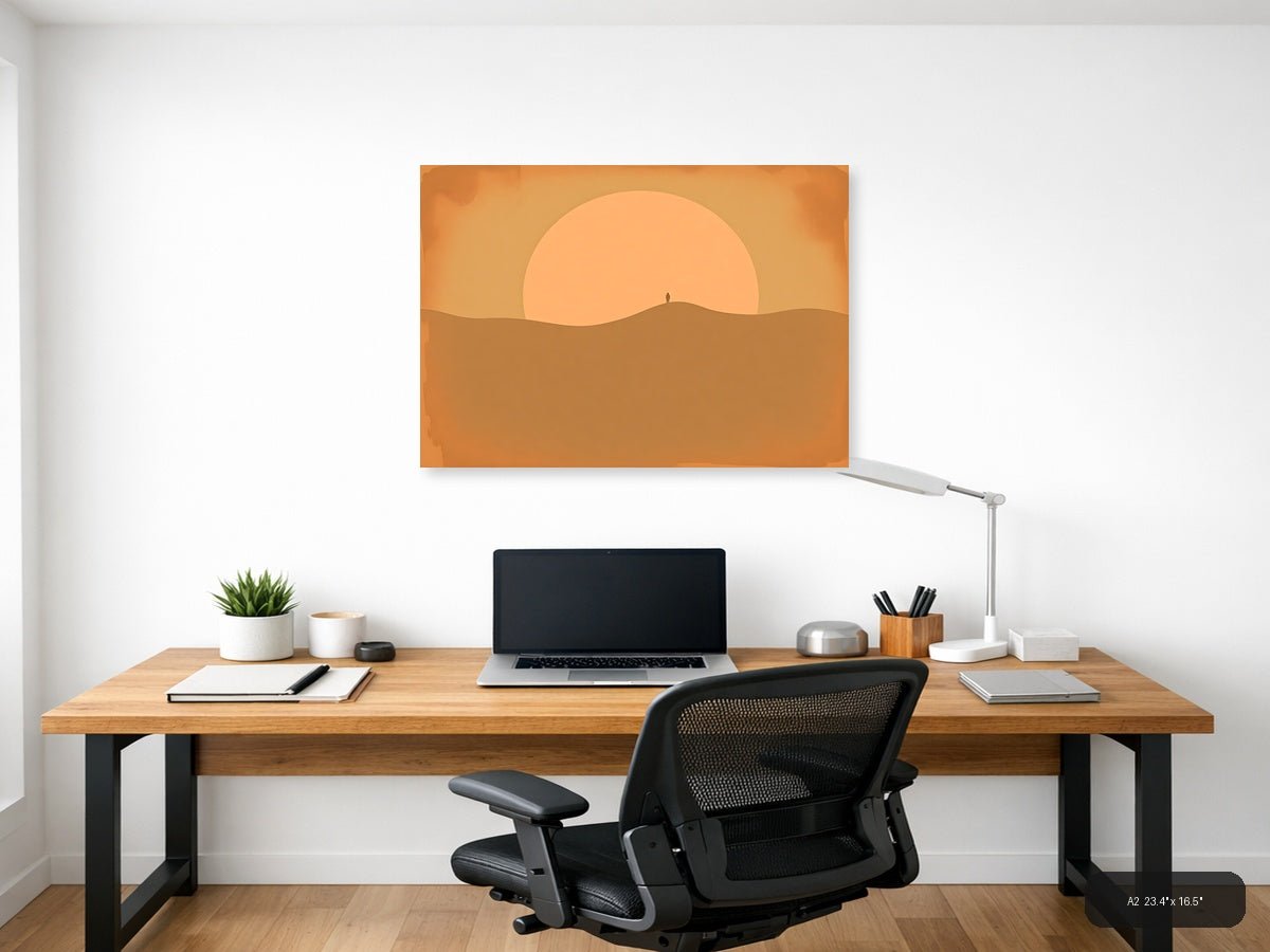 Vintage Desert Sunset Silhouette Wall Art — A2 / Office
