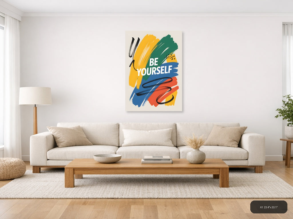 Be Yourself Abstract Colorful Brushstrokes Wall Art — A1 / Living Room