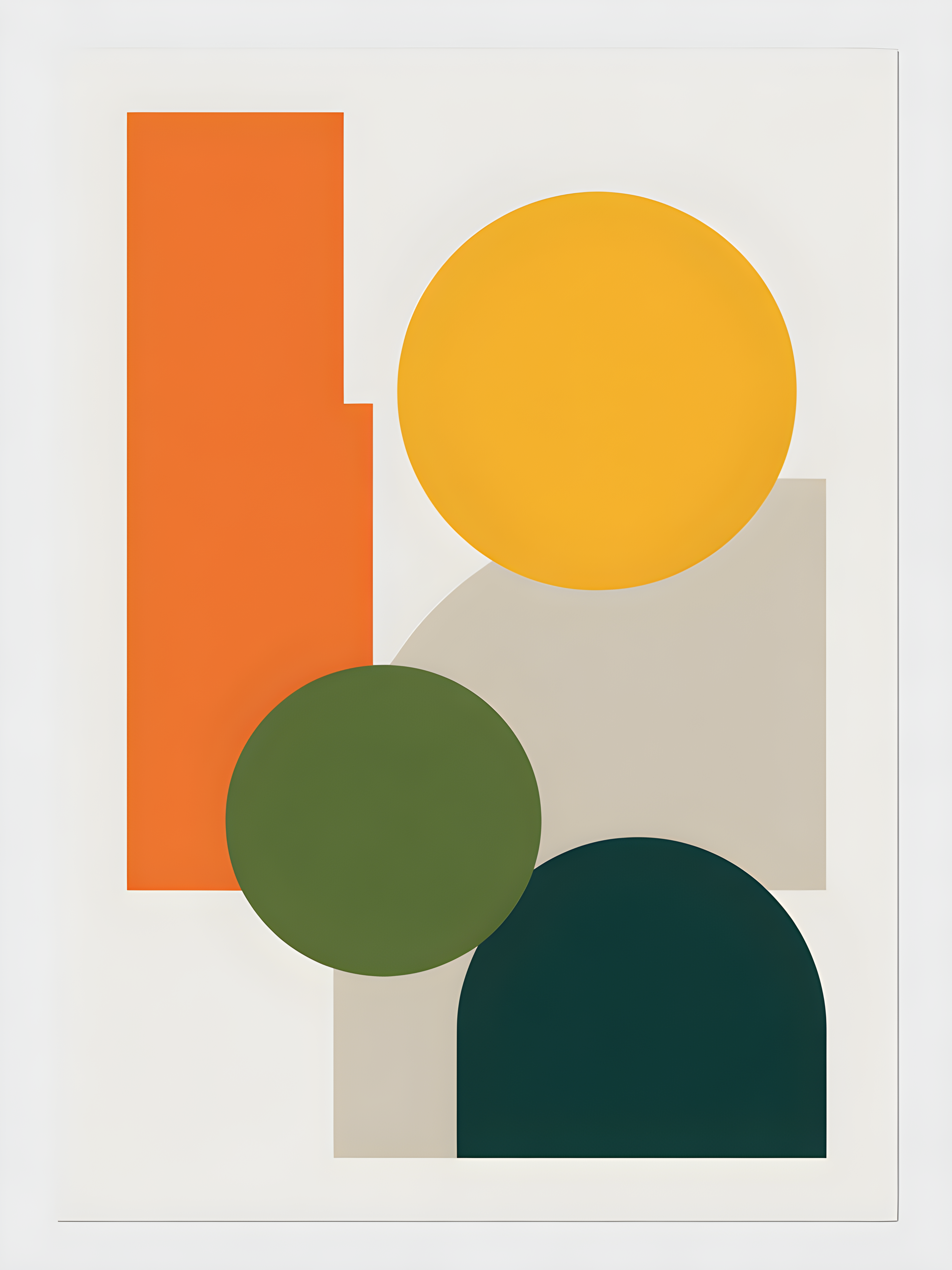 Minimalist Geometric Shapes in Orange, Yellow & Teal Wall Art