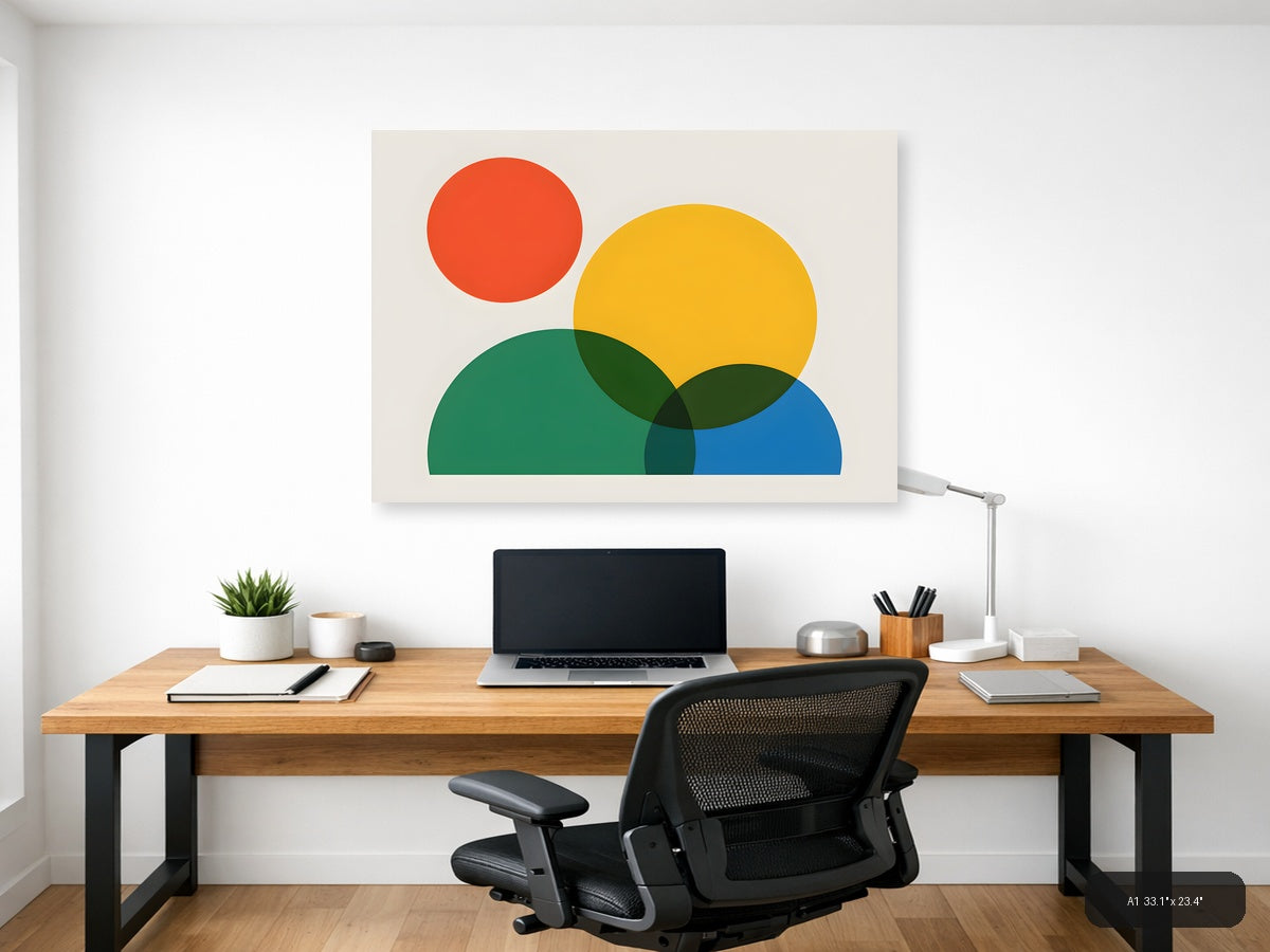 Minimalist Geometric Circles Overlap Abstract Wall Art — A1 / Office