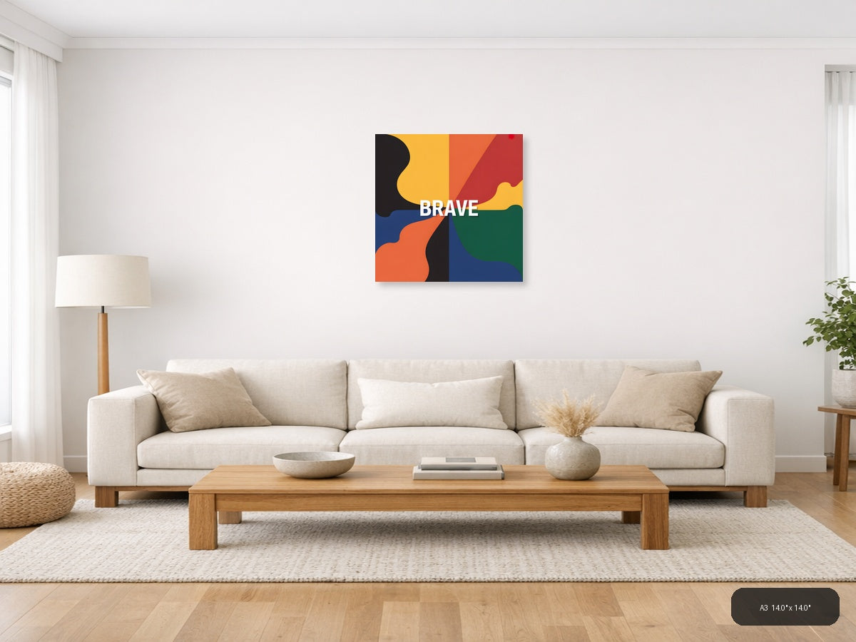 Brave Colorful Abstract Shapes Photography Wall Art — A3 / Living Room