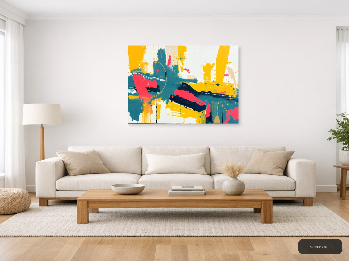 Vibrant Abstract Expressionist Landscape Wall Art — A2 / Living Room