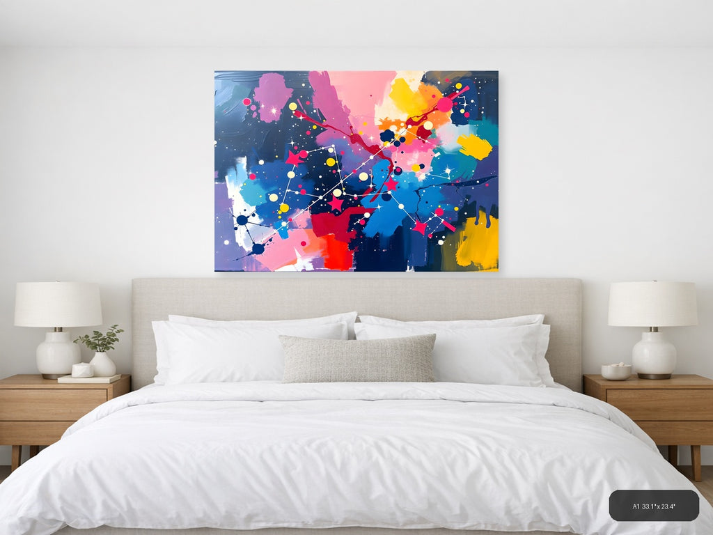 Colorful Abstract Network Constellation Wall Art — A1 / Bedroom